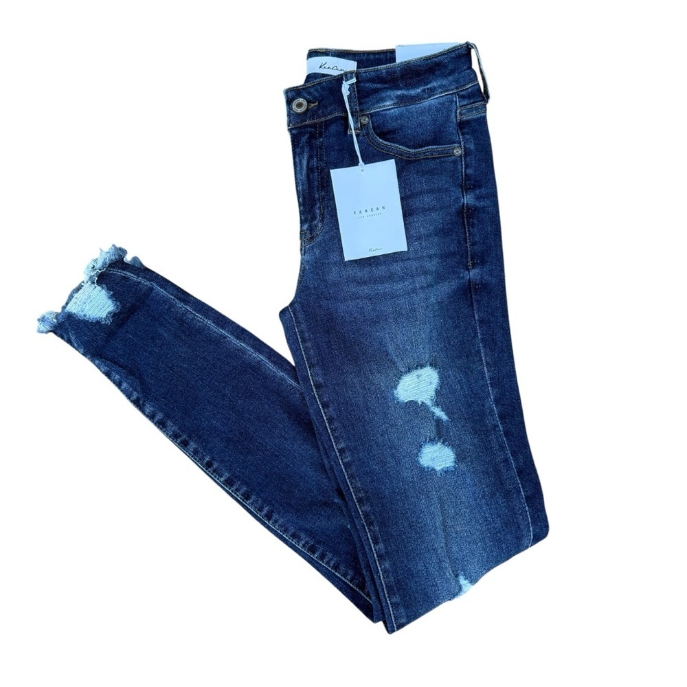 NWT KanCan Mid Rise Super Skinny Distressed Jeans Size 26